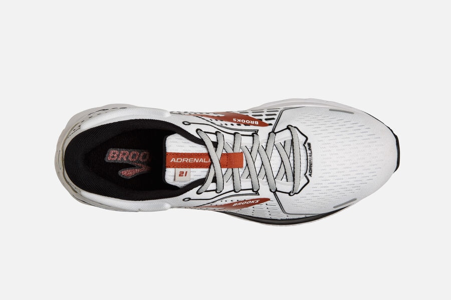 Adrenaline GTS 21 Road Brooks Running Shoes NZ Mens - White/Black/Orange - KAJPWH-351